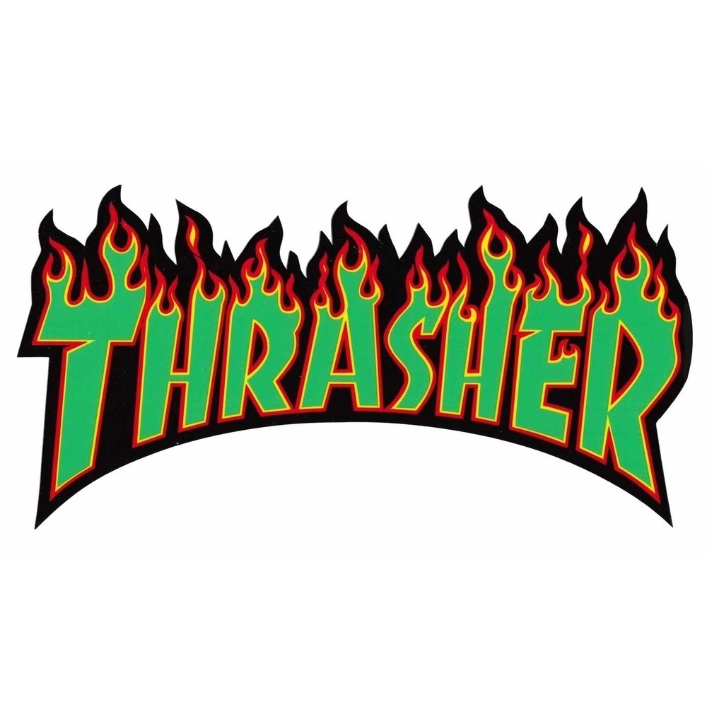 Thrasher Flame Logo Large Sticker [Colour: Green]