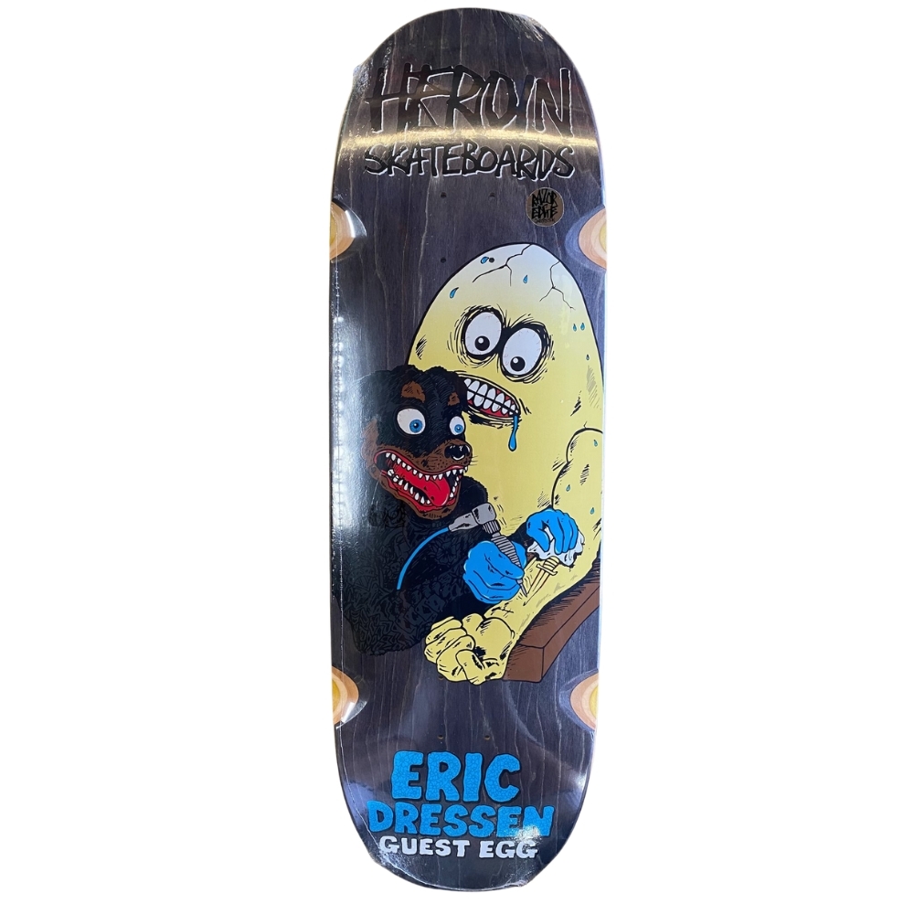 Heroin Eric Dressen Guest Egg Black 9.75 Skateboard Deck