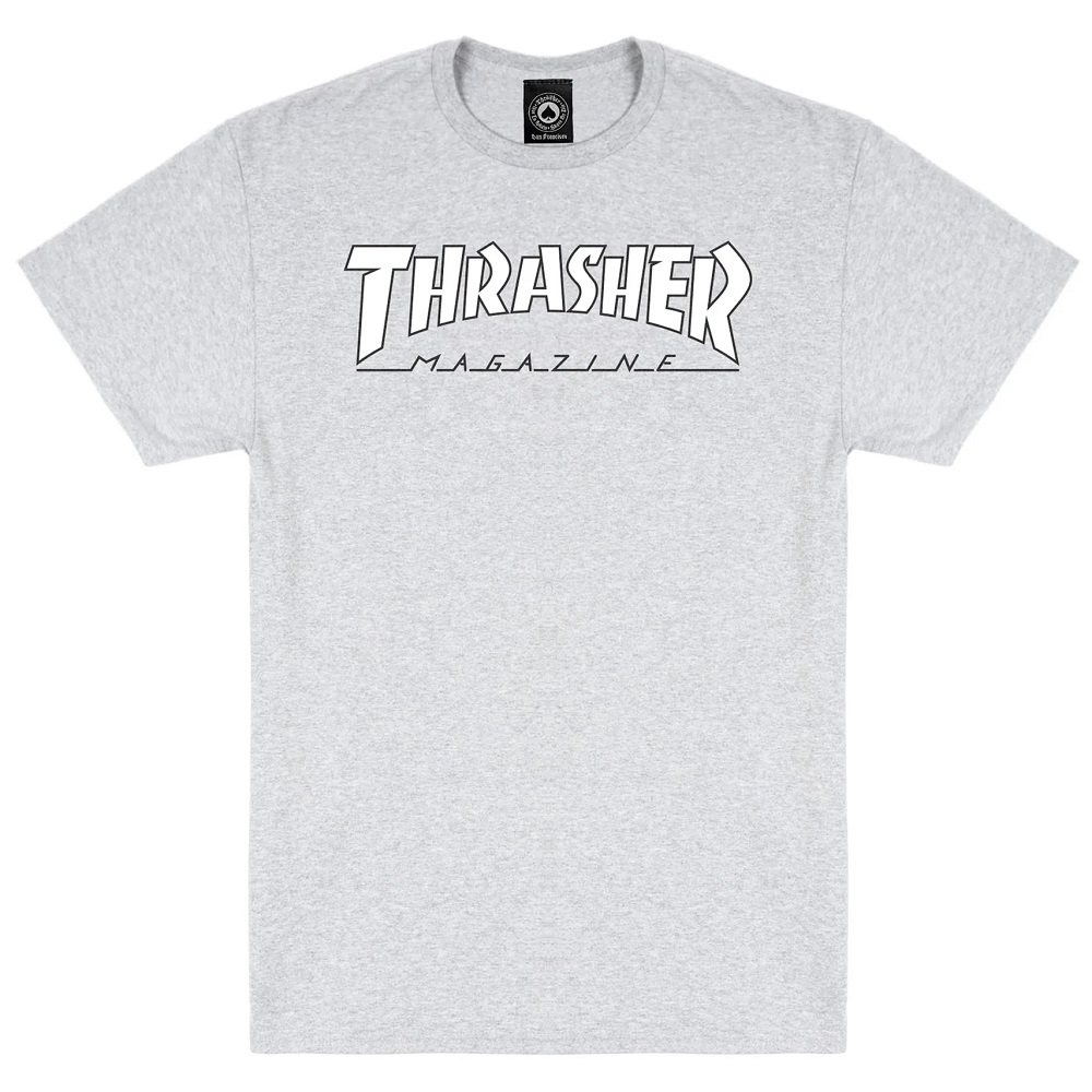 Thrasher Outlined Grey White T-Shirt