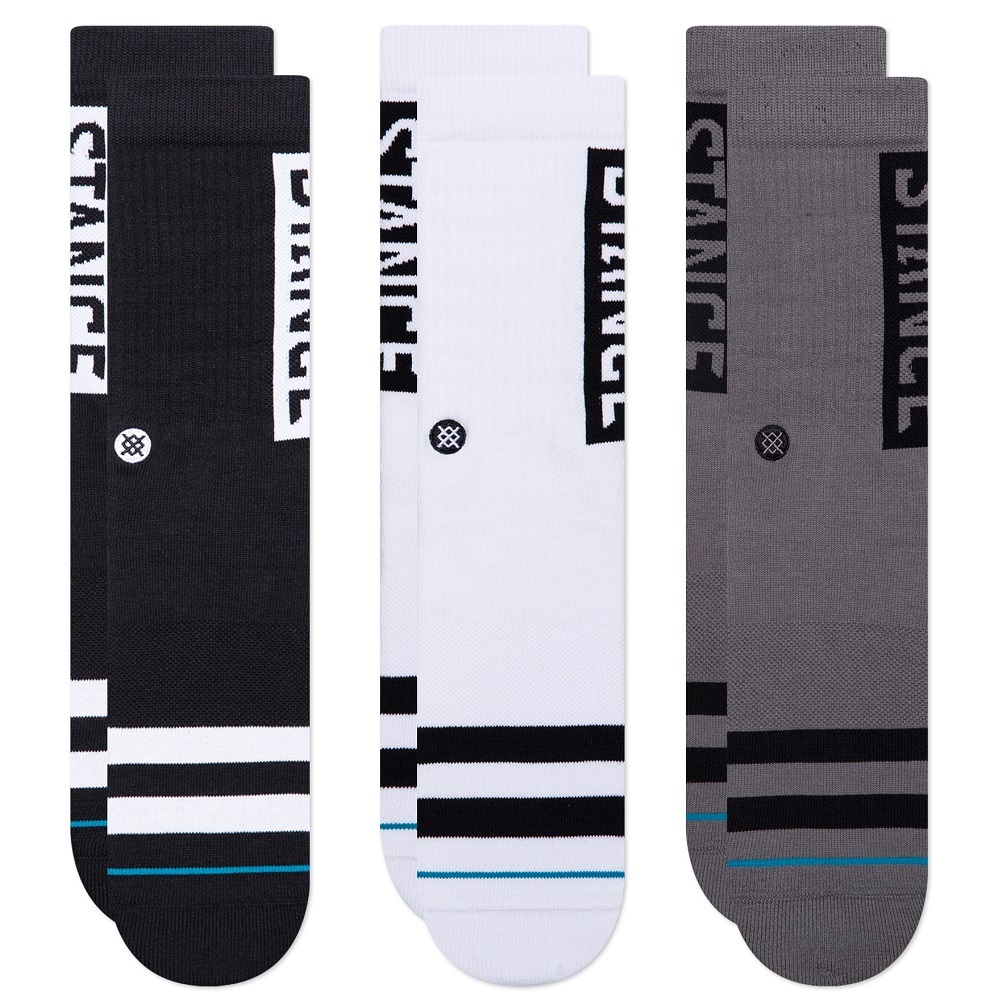 Stance The OG 3 Pack Black White Medium Mens Socks