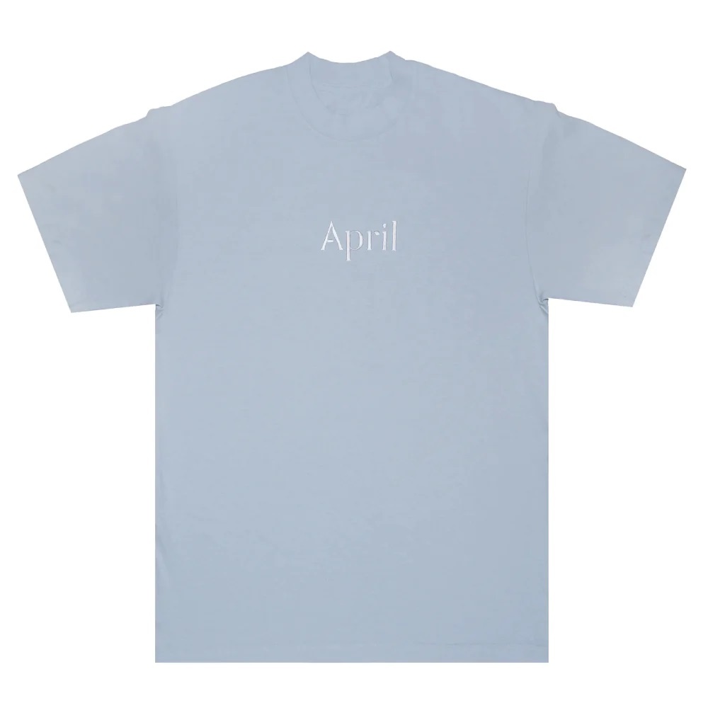 April Logo Embroidery Light Blue T-Shirt [Size: S]