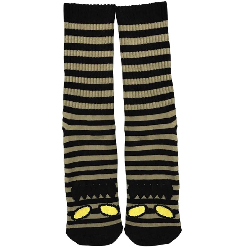 Toy Machine Monster Face Mini Stripe Khaki Socks