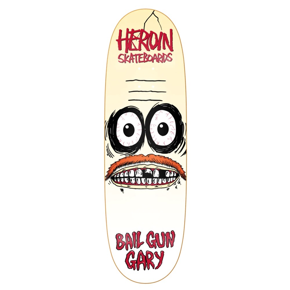 Heroin Bail Gun Gary 3 Symmetrical 9.75 Skateboard Deck