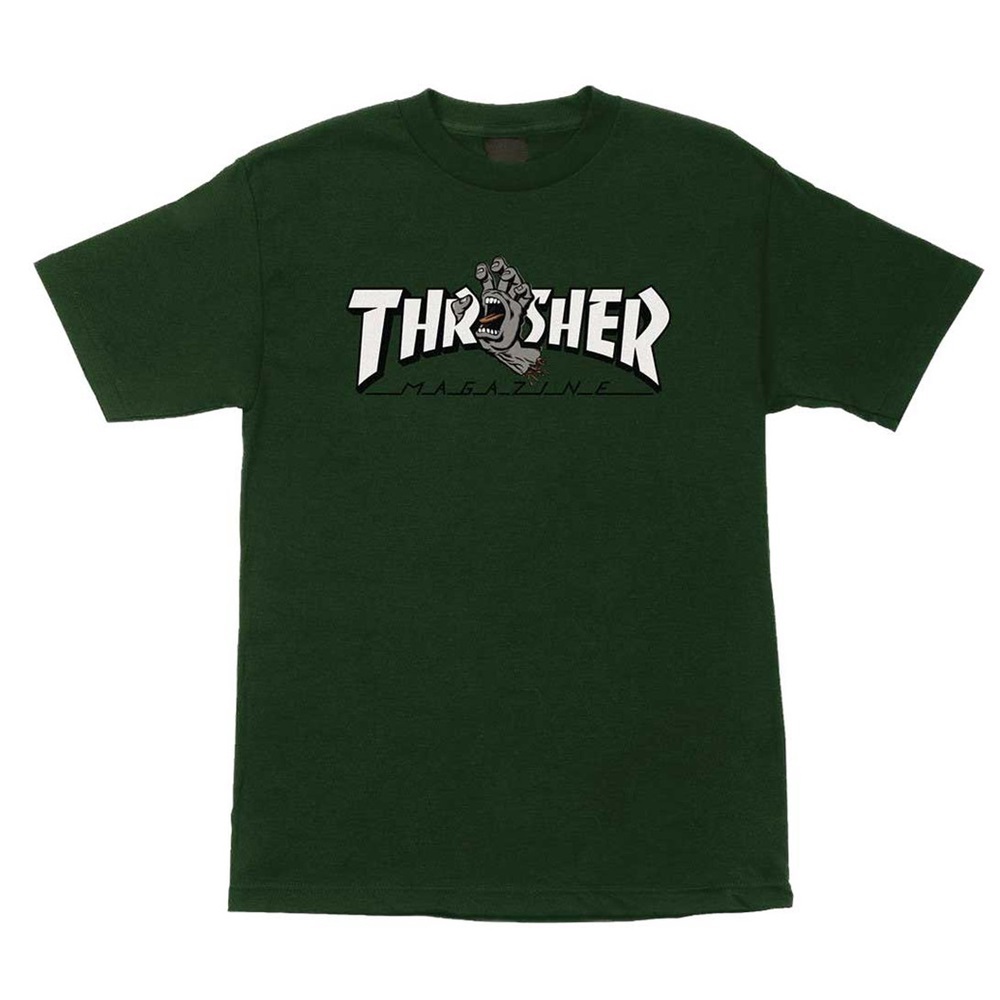 Santa Cruz X Thrasher Screaming Logo Forest Green T-Shirt [Size: M]