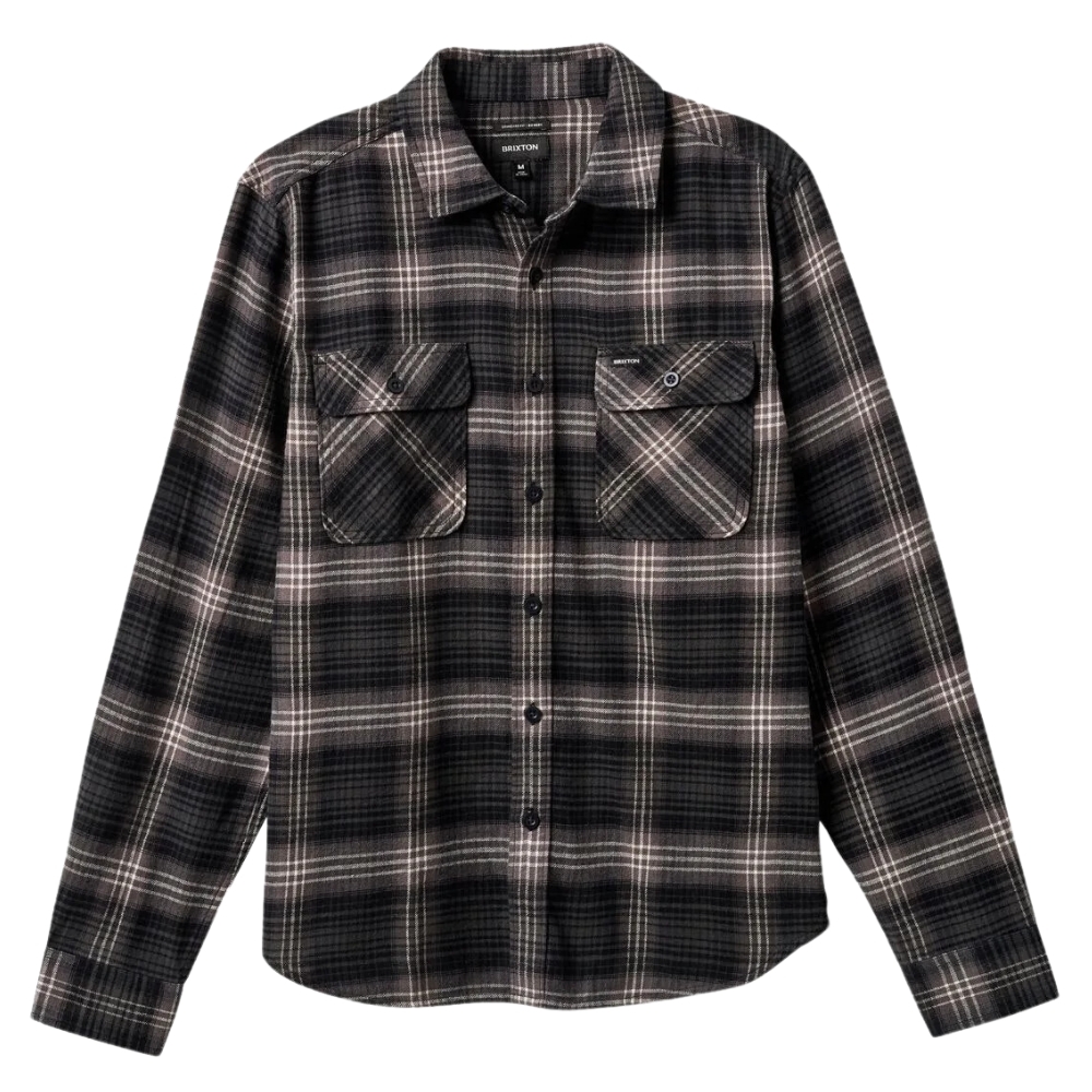 Brixton Bowery LW Ultra Flannel Charcoal Black Button Up Shirt [Size: M]