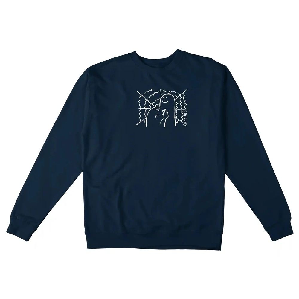 Krooked Greetings Navy Crew Jumper [Size: M]