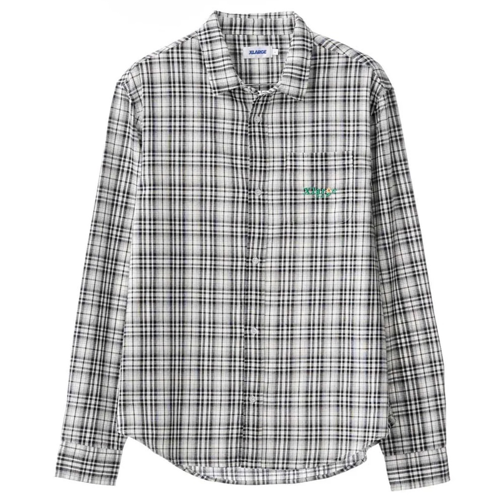 XLarge 91 Flower Check White Long Sleeve Button Up Shirt [Size: L]