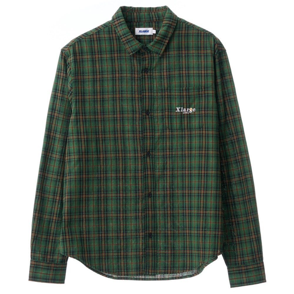 XLarge 91 Flower Check Green Long Sleeve Button Up Shirt [Size: M]