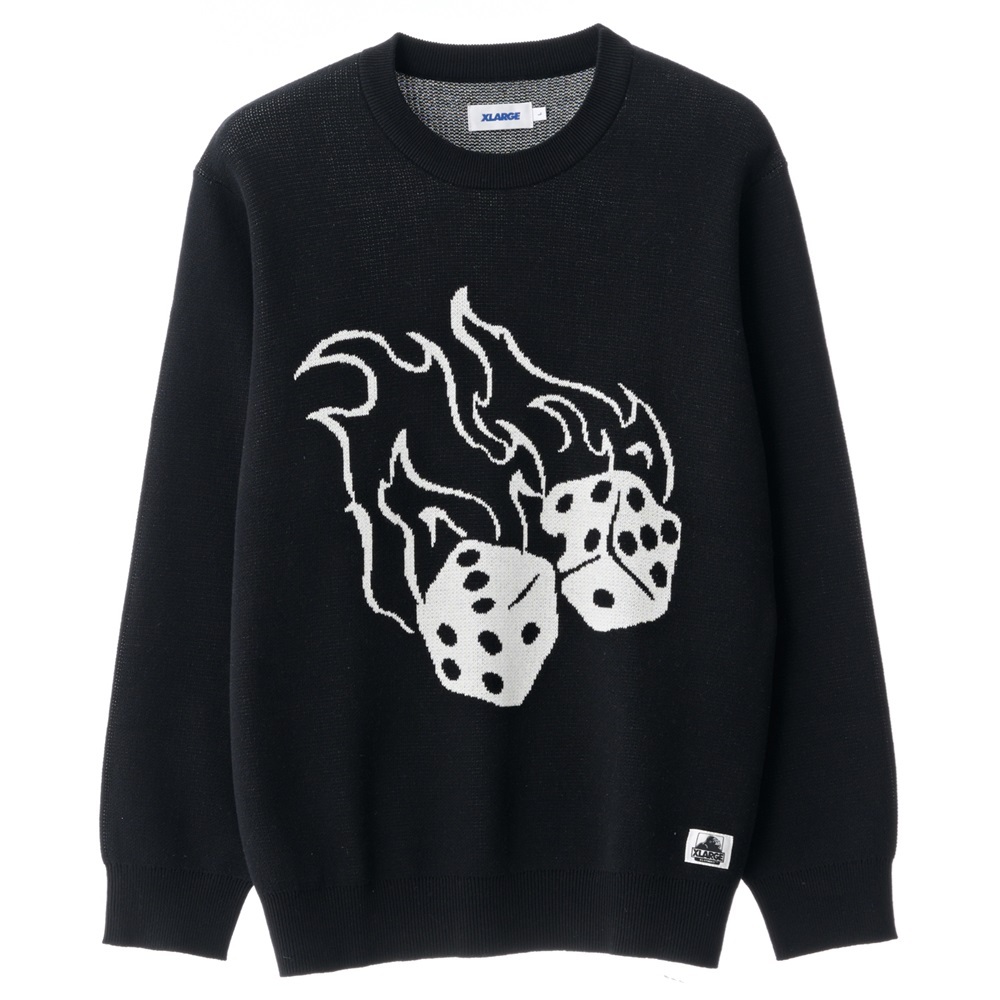 XLarge Fire Dice Knit Black Crew Jumper [Size: L]