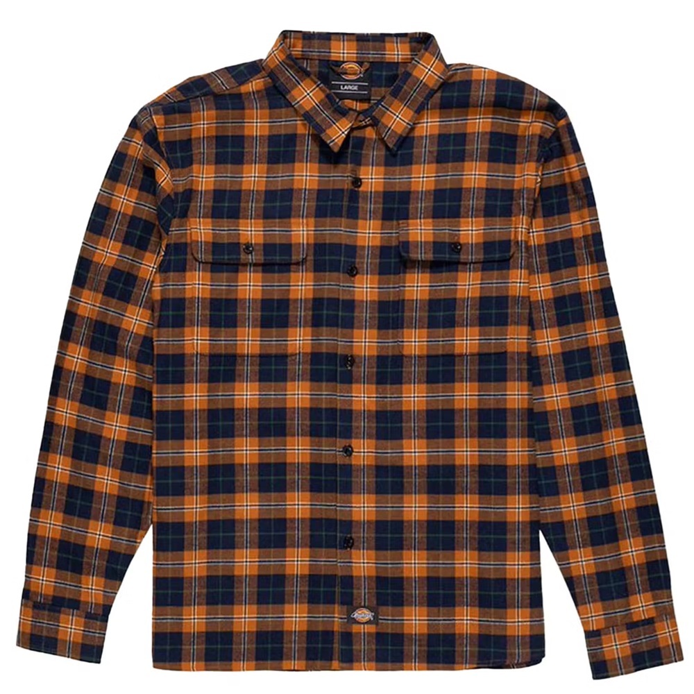 Dickies Houston Plaid Flannel Brown Plaid Button Up Shirt [Size: M]