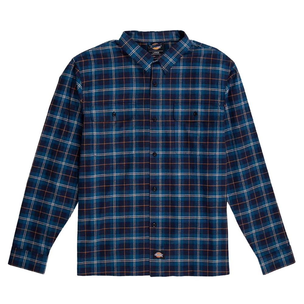 Dickies Houston Plaid Flannel Navy Plaid Button Up Shirt [Size: M]