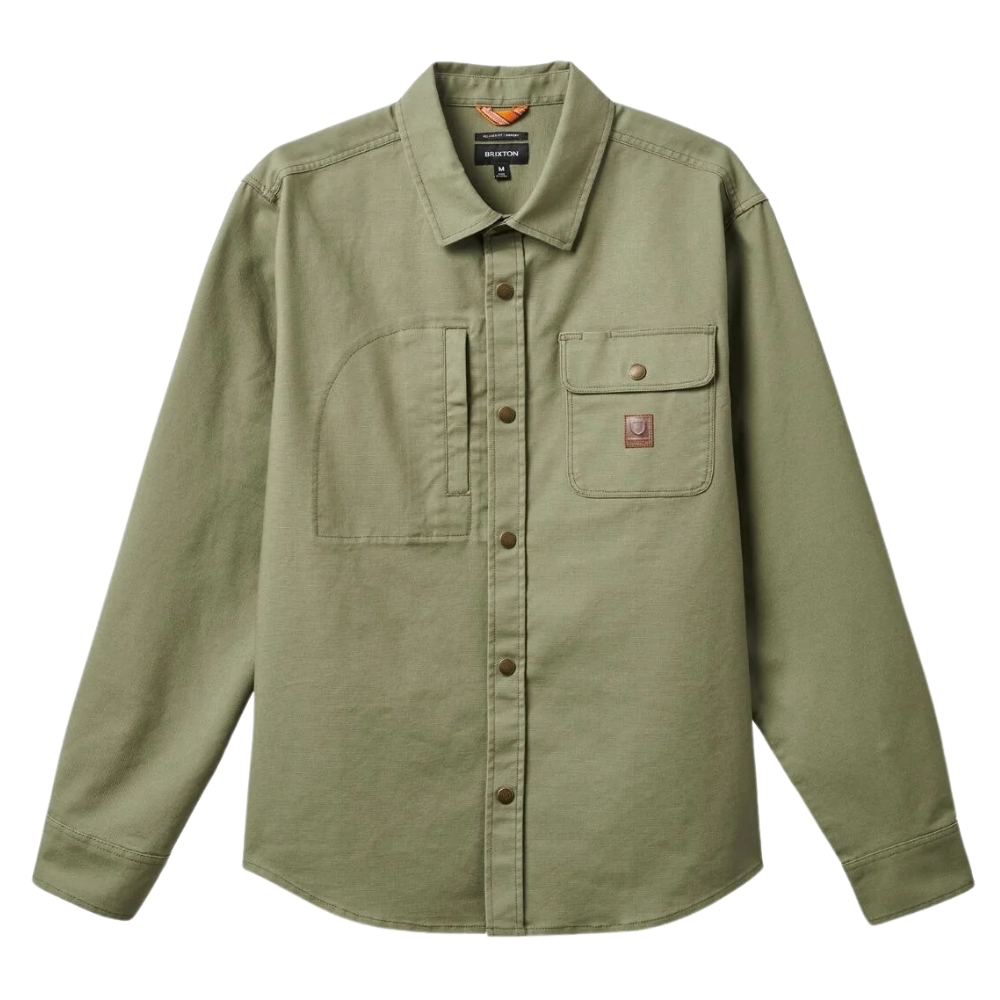 Brixton Builders Overshirt Olive Surplus Button Up Shirt [Size: L]