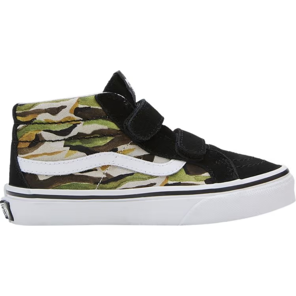 Vans Sk8 Mid Reissue V Painted Camo Green Multi Kids Shoes [Size: US 1]