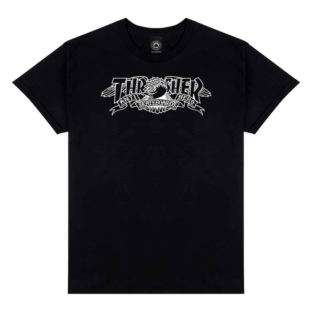 Thrasher X Antihero Mag Banner Black T-Shirt [Size: XL]