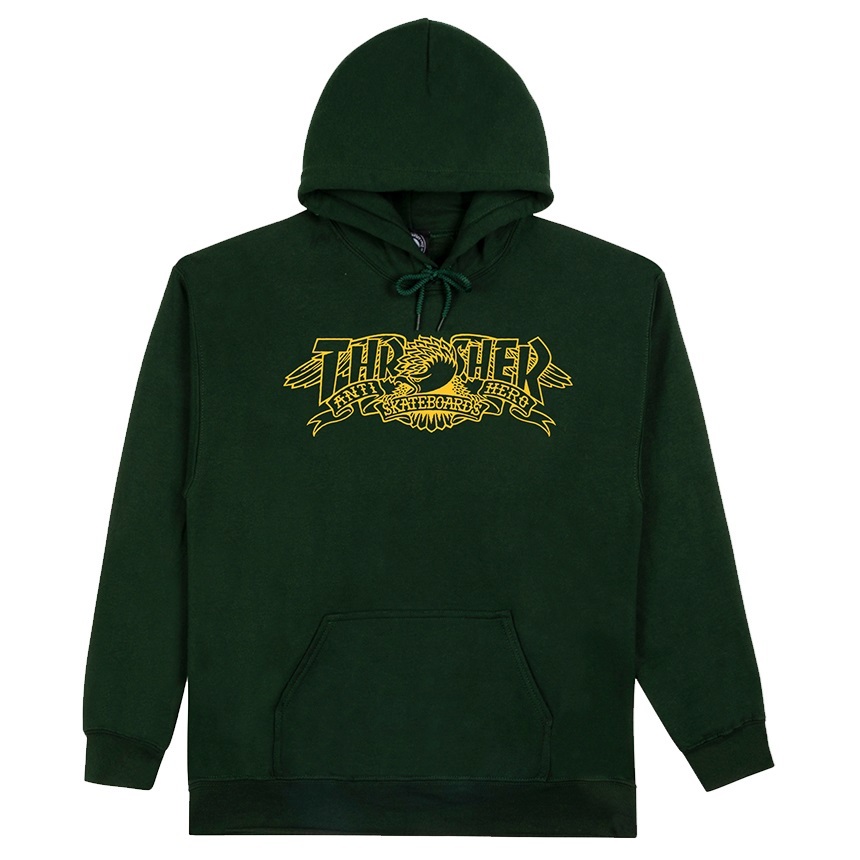 Thrasher X Antihero Mag Banner Forest Green Hoodie [Size: M]