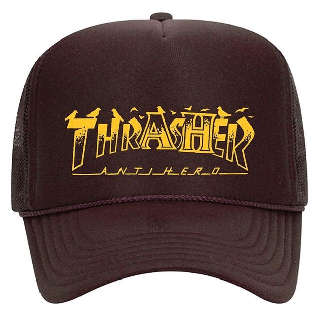 Thrasher X Antihero Pigeon Mag Brown Trucker Hat