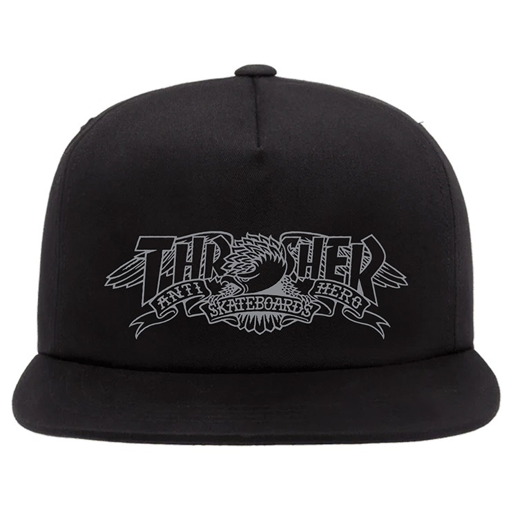 Thrasher X Antihero Mag Banner Black Snapback Hat