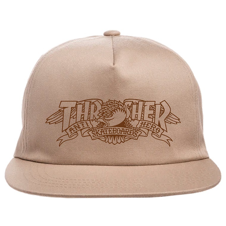 Thrasher X Antihero Mag Banner Khaki Snapback Hat