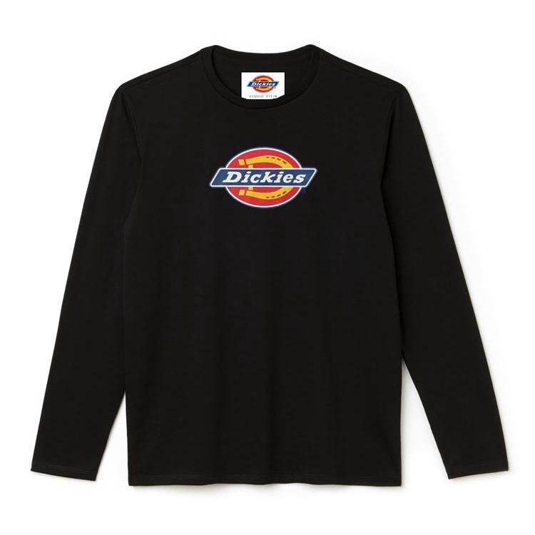 Dickies Jersey Brand Logo Print Black Long Sleeve Shirt [Size: M]