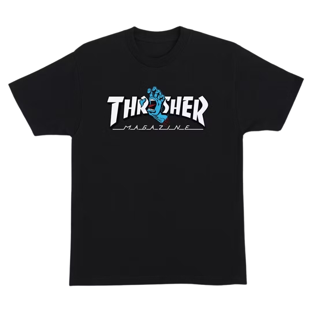 Santa Cruz X Thrasher Screaming Logo Black T-Shirt [Size: M]