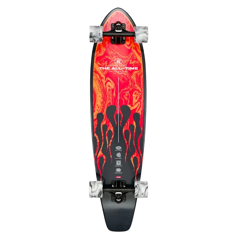 Globe The All Time Red Flames 35 Longboard Skateboard