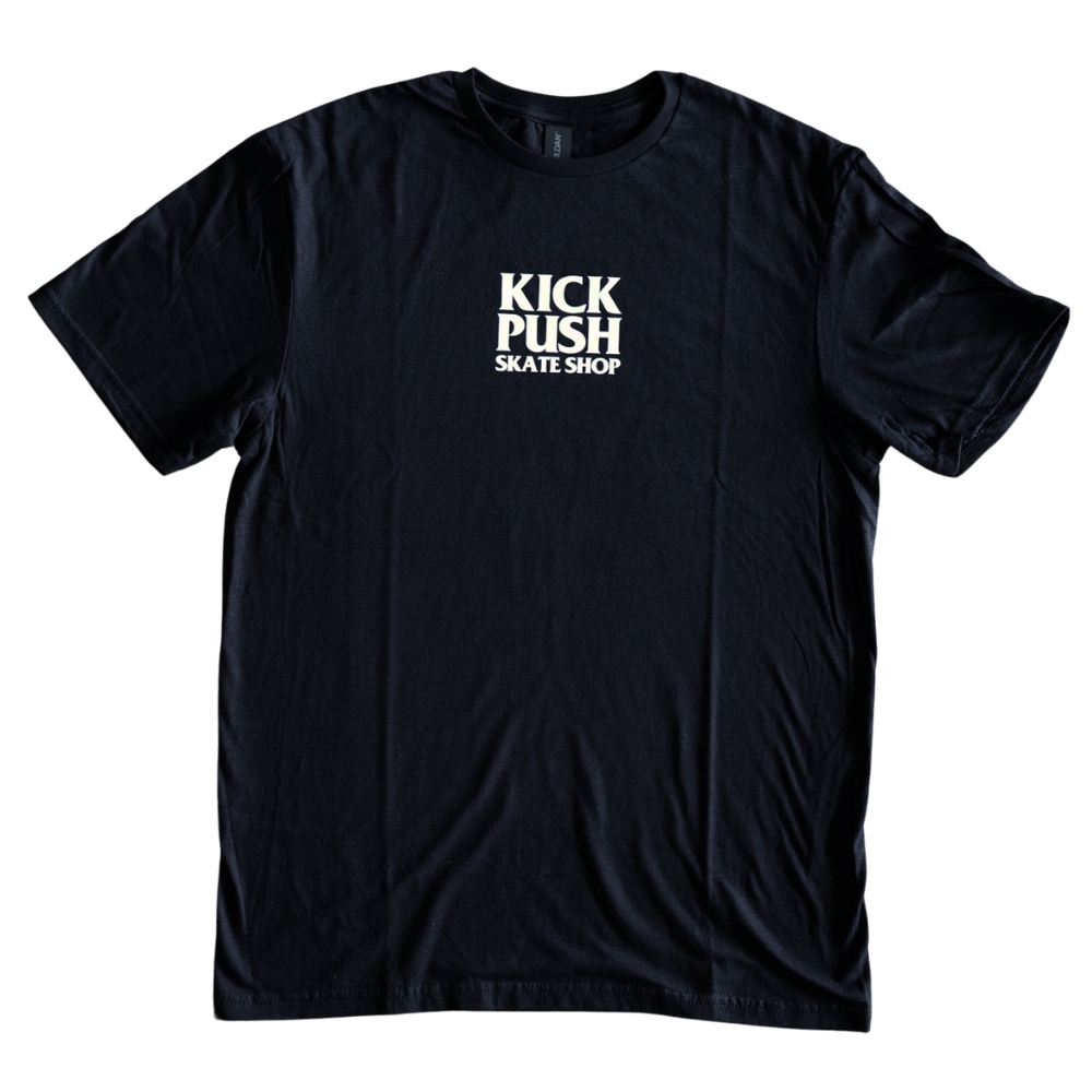 Kick Push Skate Shop Logo Black White Mens T-Shirt [Size: XS]