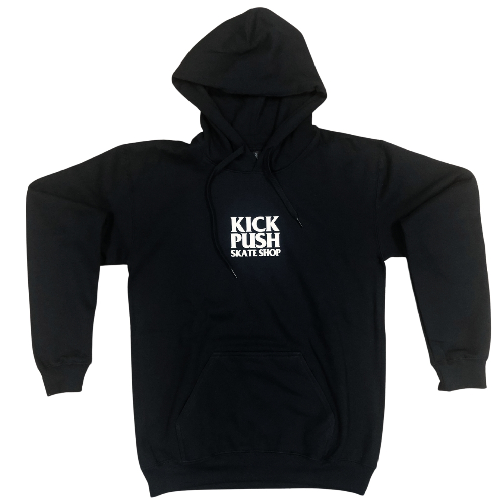 Kick Push Skate Shop Logo Black White Hoodie [Size: S]