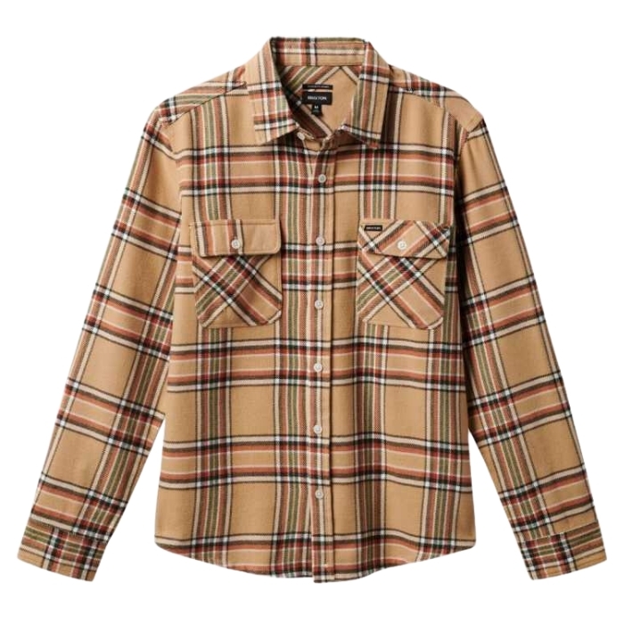 Brixton Bowery Flannel Sand Off White Terracotta Button Up Shirt [Size: S]