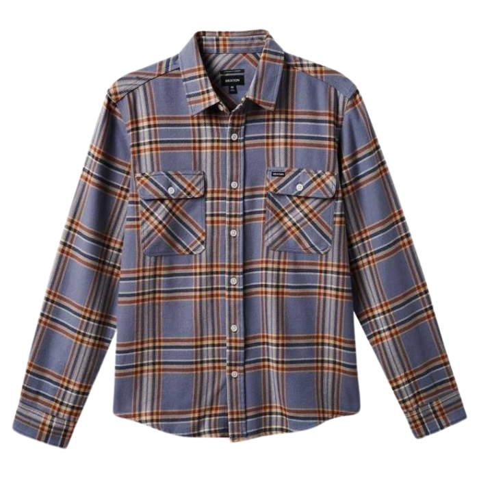 Brixton Bowery Flannel Stonewash Blue Sand Button Up Shirt [Size: M]