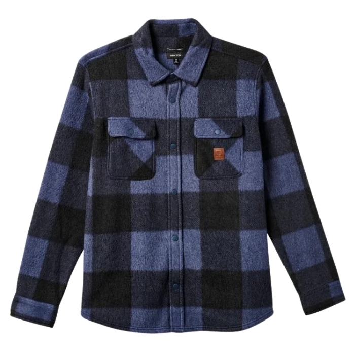 Brixton Bowery Arctic Stretch Fleece Washed Navy Black Button Up Shirt [Size: M]