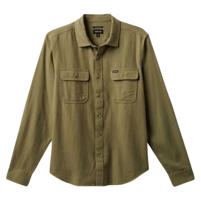 Brixton Bowery LW Ultra Flannel Olive Surplus Button Up Shirt [Size: L]