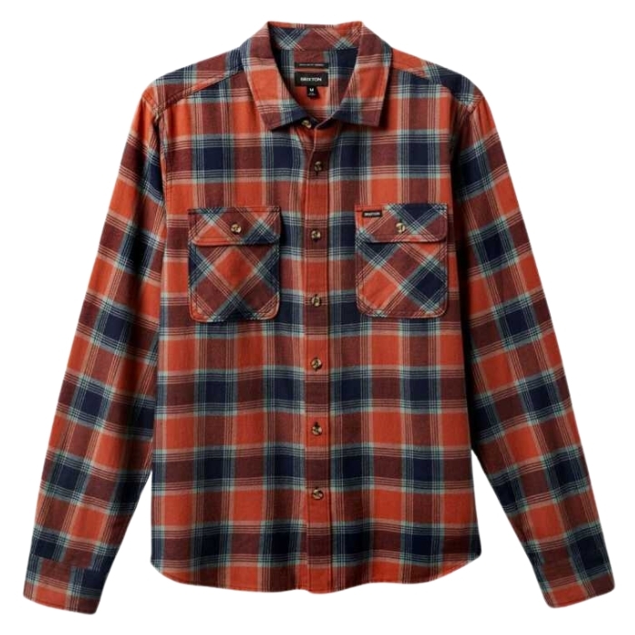 Brixton Bowery LW Ultra Flannel Terracotta Chinois Green Button Up Shirt [Size: M]