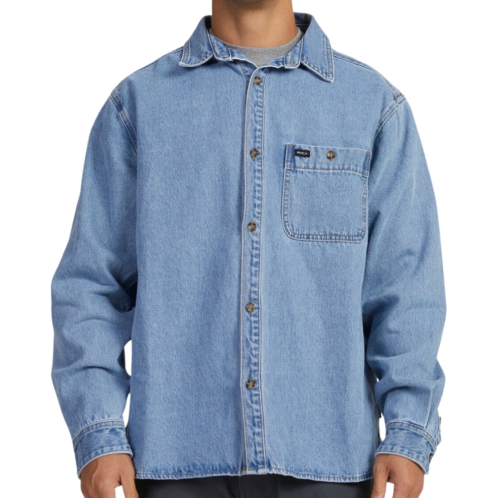 RVCA Wide Load Denim Vintage Long Sleeve Shirt [Size: M]