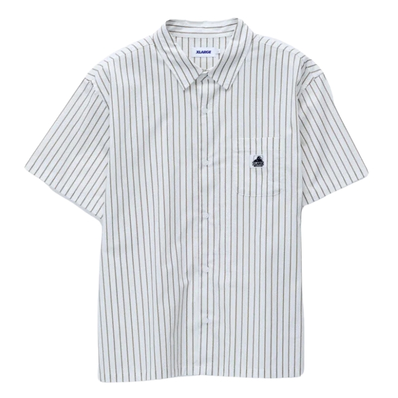 XLarge Square Stripe Coffee Button Up Shirt [Size: M]