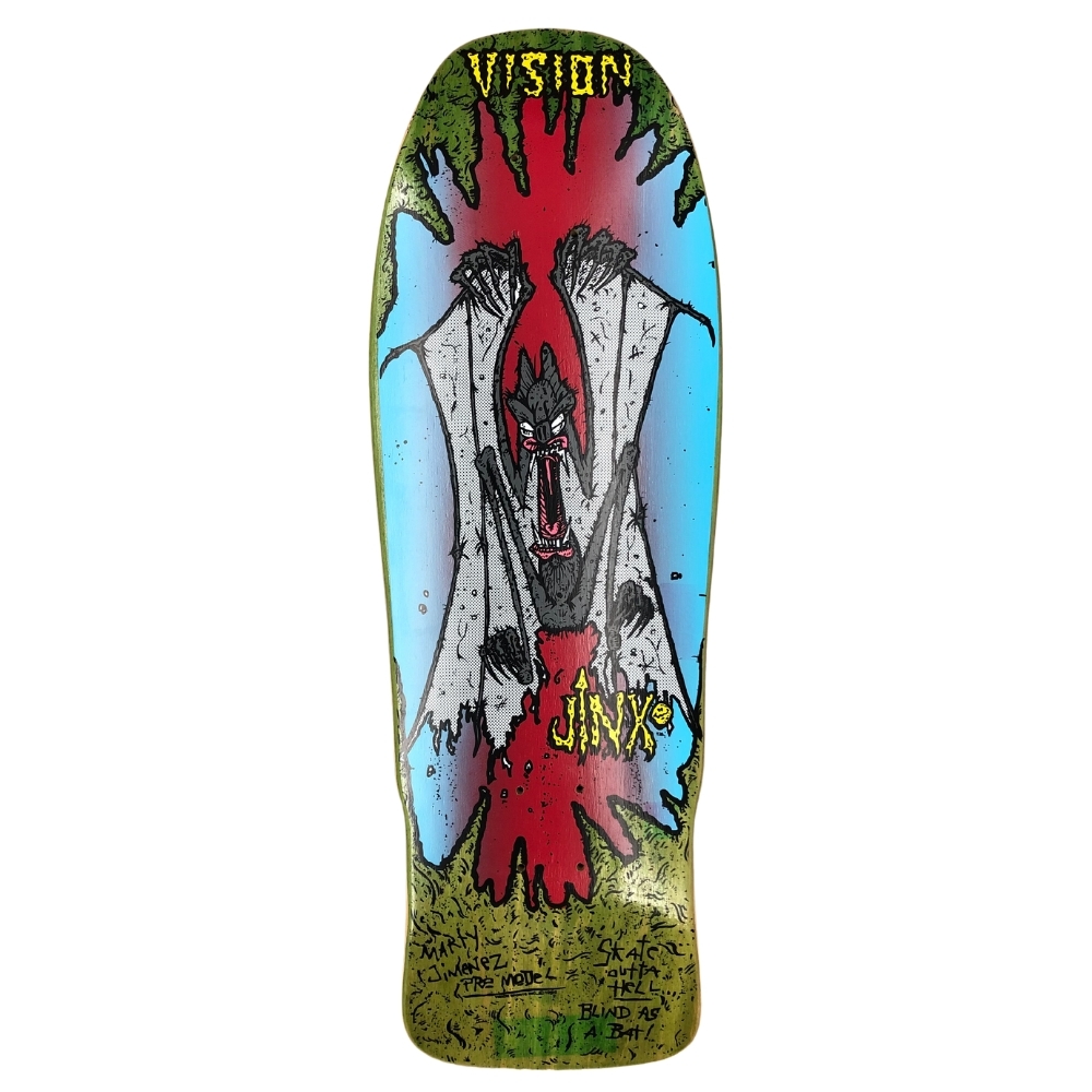 Vision Original Jinx Modern Concave Lime Green Reissue Skateboard Deck Discoloured