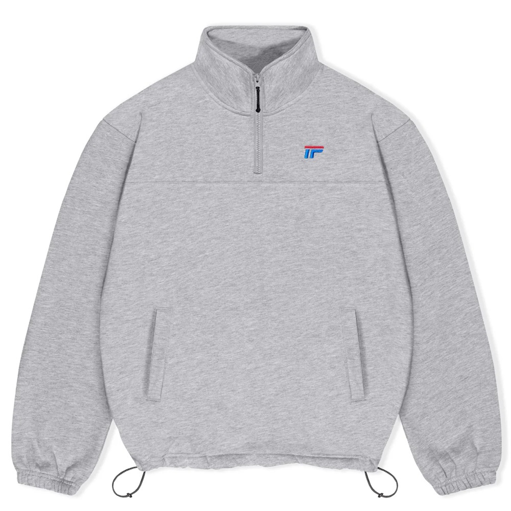 Ichpig Strike Panel 1/4 Zip Grey Marle Crew Jumper [Size: M]