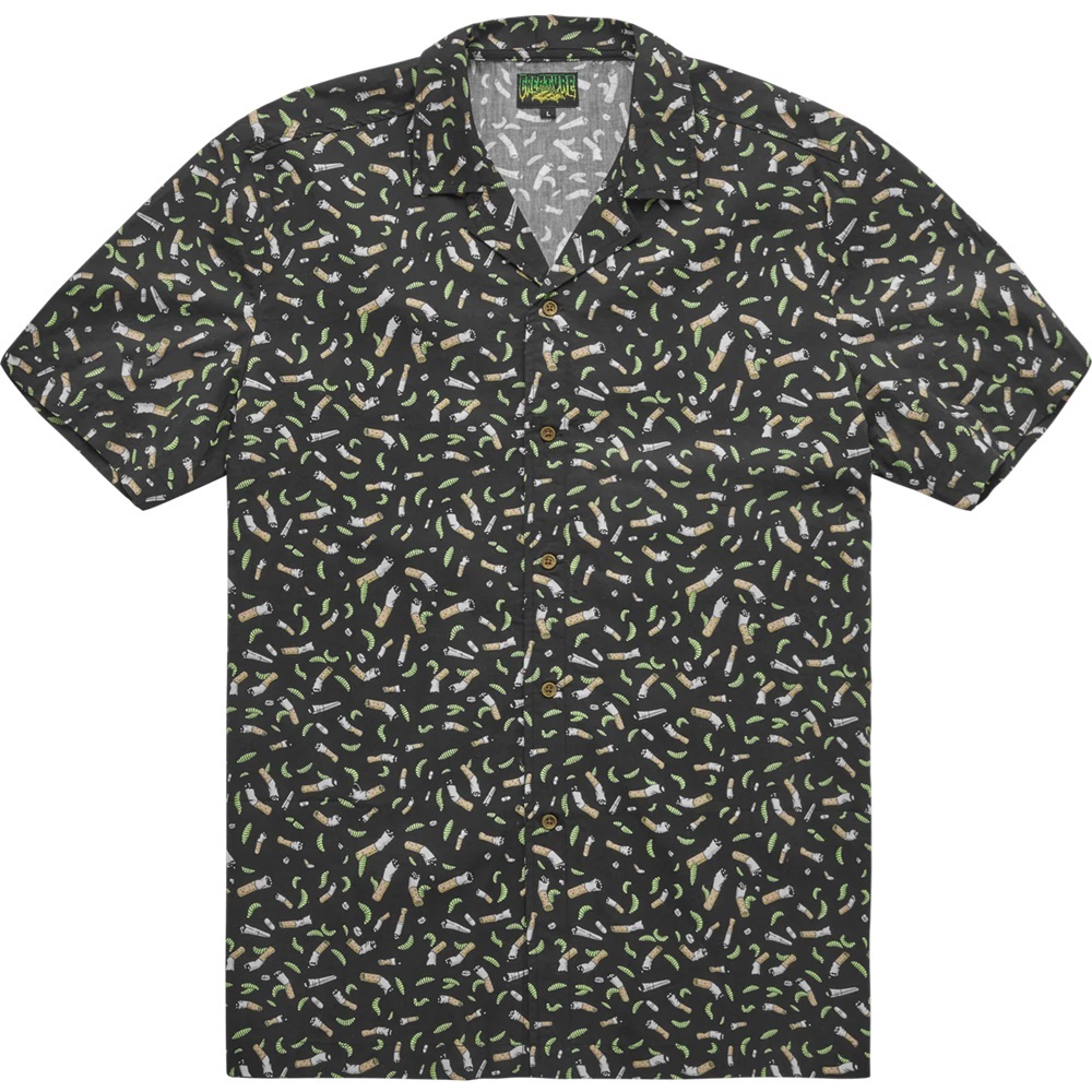 Emerica X Creature Hawaiian Black Button Up Shirt [Size: S]