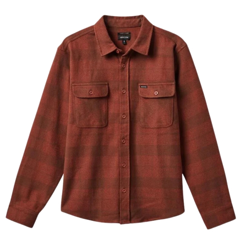 Brixton Bowery Stretch WR Flannel Sepia Terracotta Button Up Shirt [Size: XL]