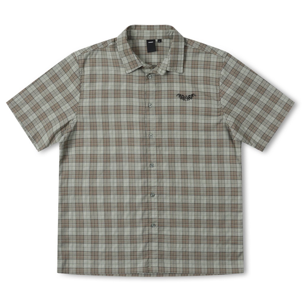 Former Manners Check Green Brown Button Up Shirt [Size: M]