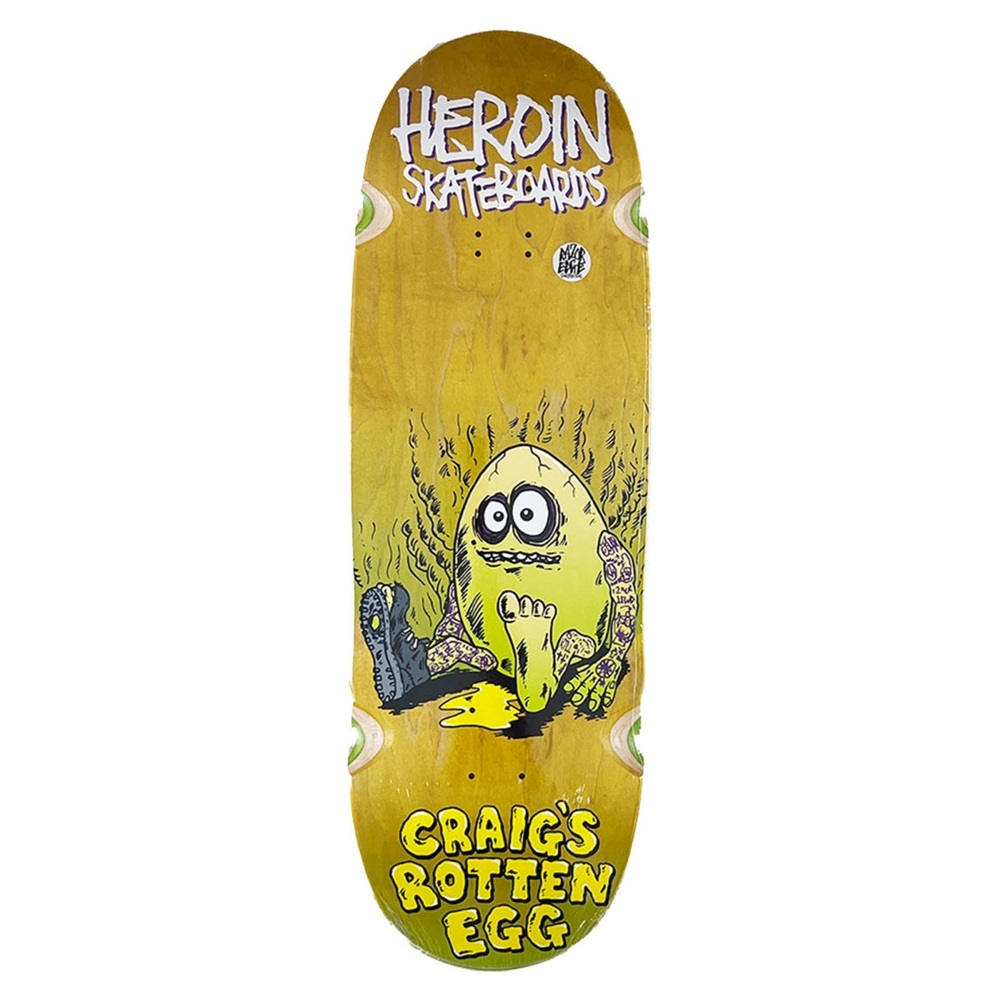 Heroin Craigs Rotten Egg Yellow 10.0 Skateboard Deck