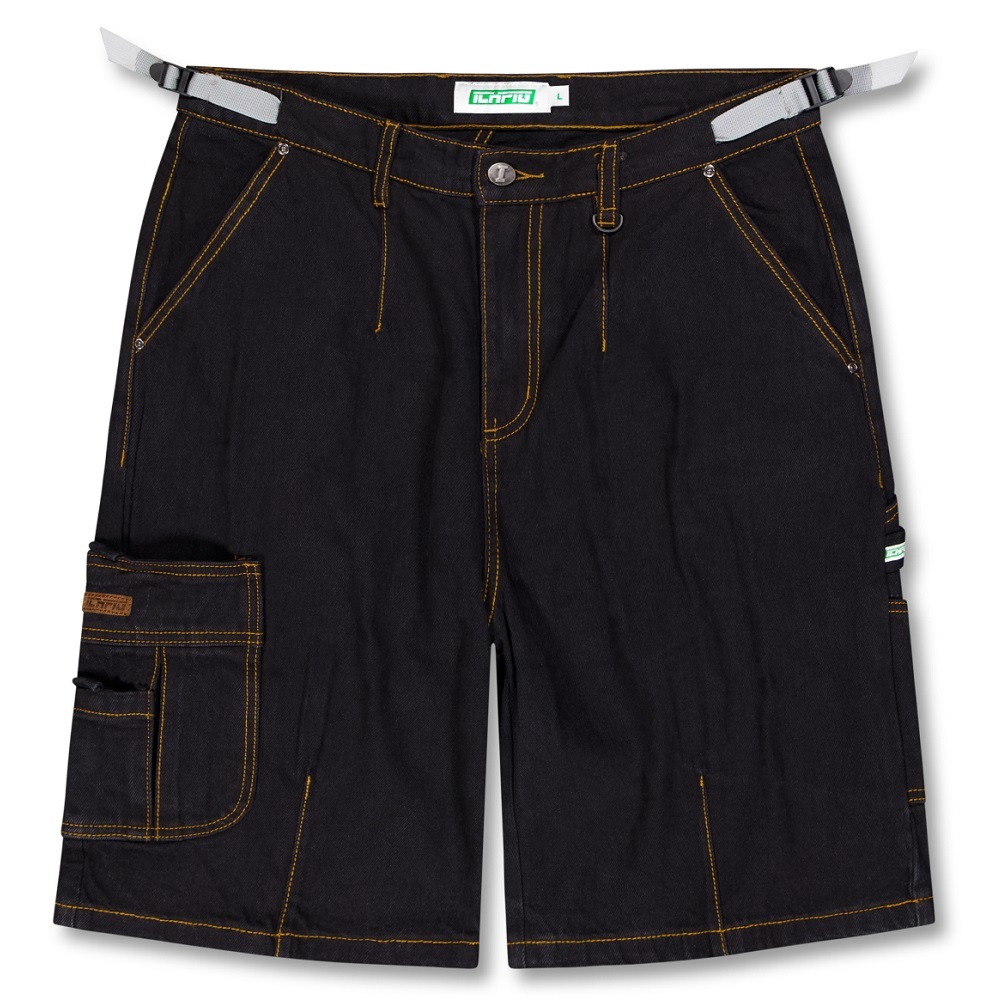 Ichpig Denim Utility Black Overdye Shorts [Size: S]