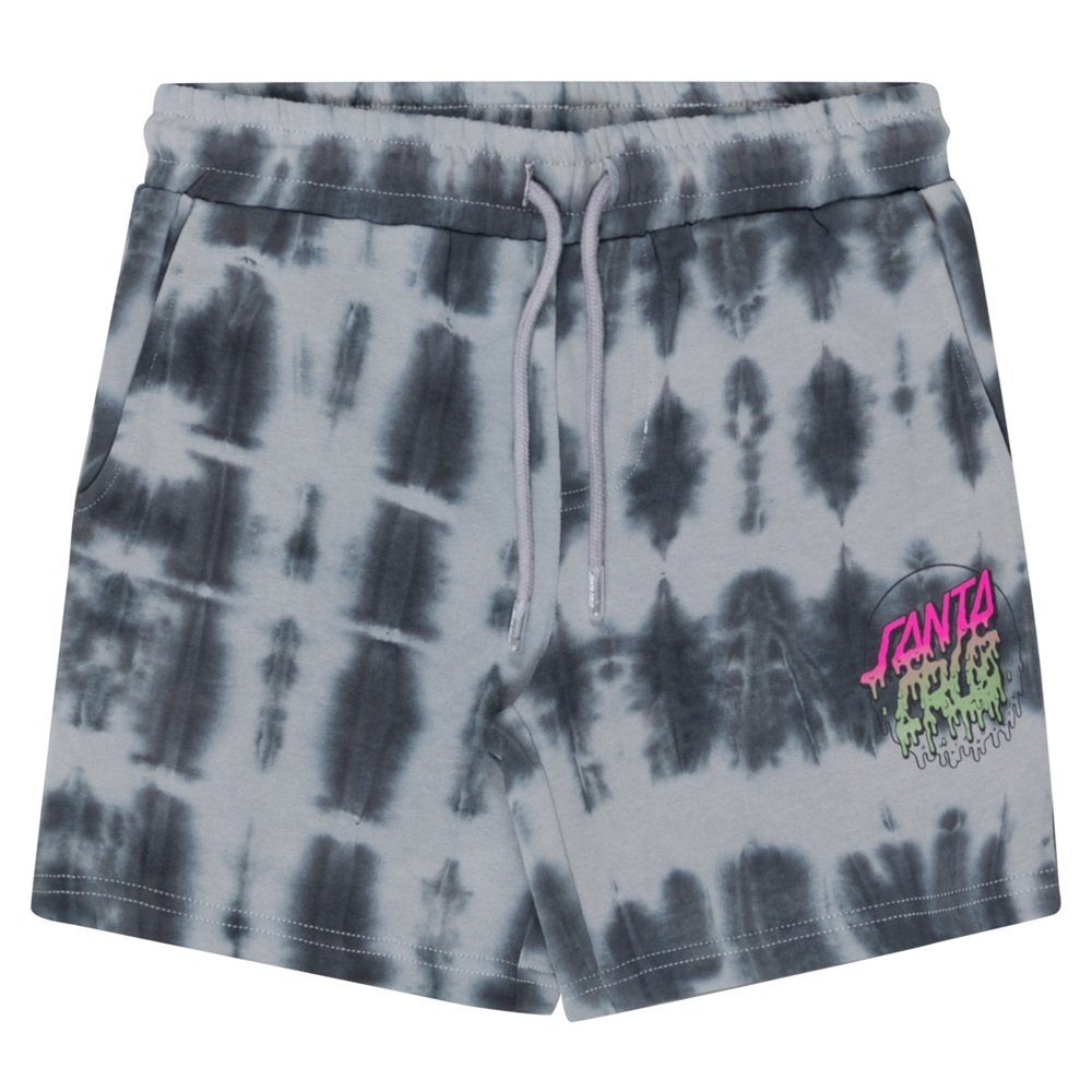 Santa Cruz Rad Dot Hollow Black Tie Dye Elastic Waist Youth Track Shorts [Size: 10]