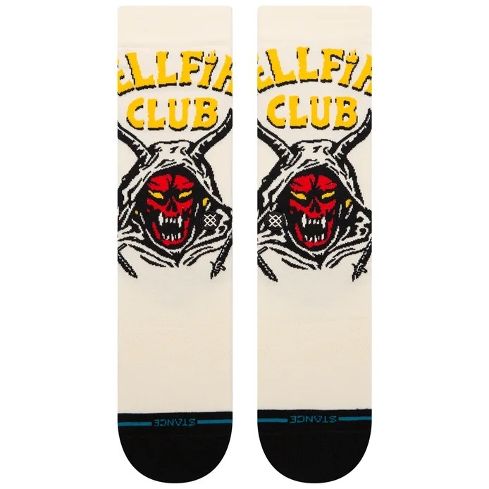 Stance X Stranger Things Hellfire Vintage White Large Mens Socks