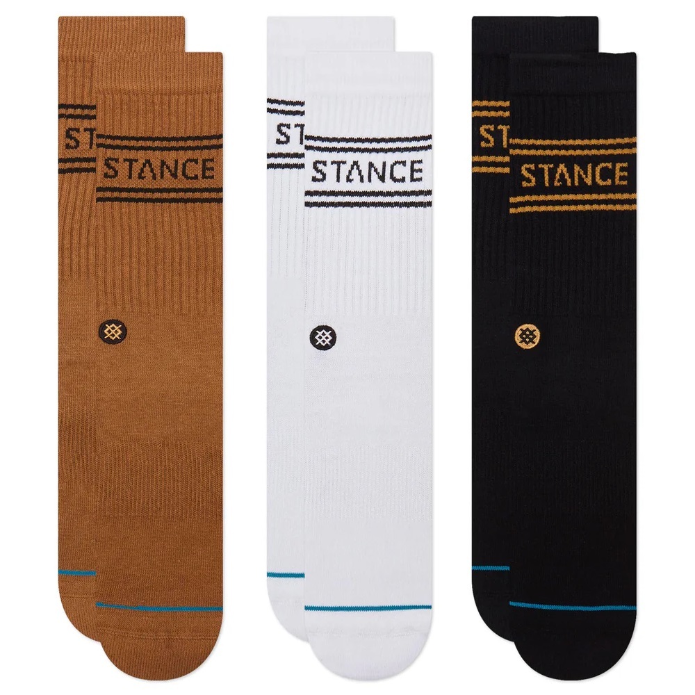 Stance Basic Crew 3 Pack Gold Medium Mens Socks