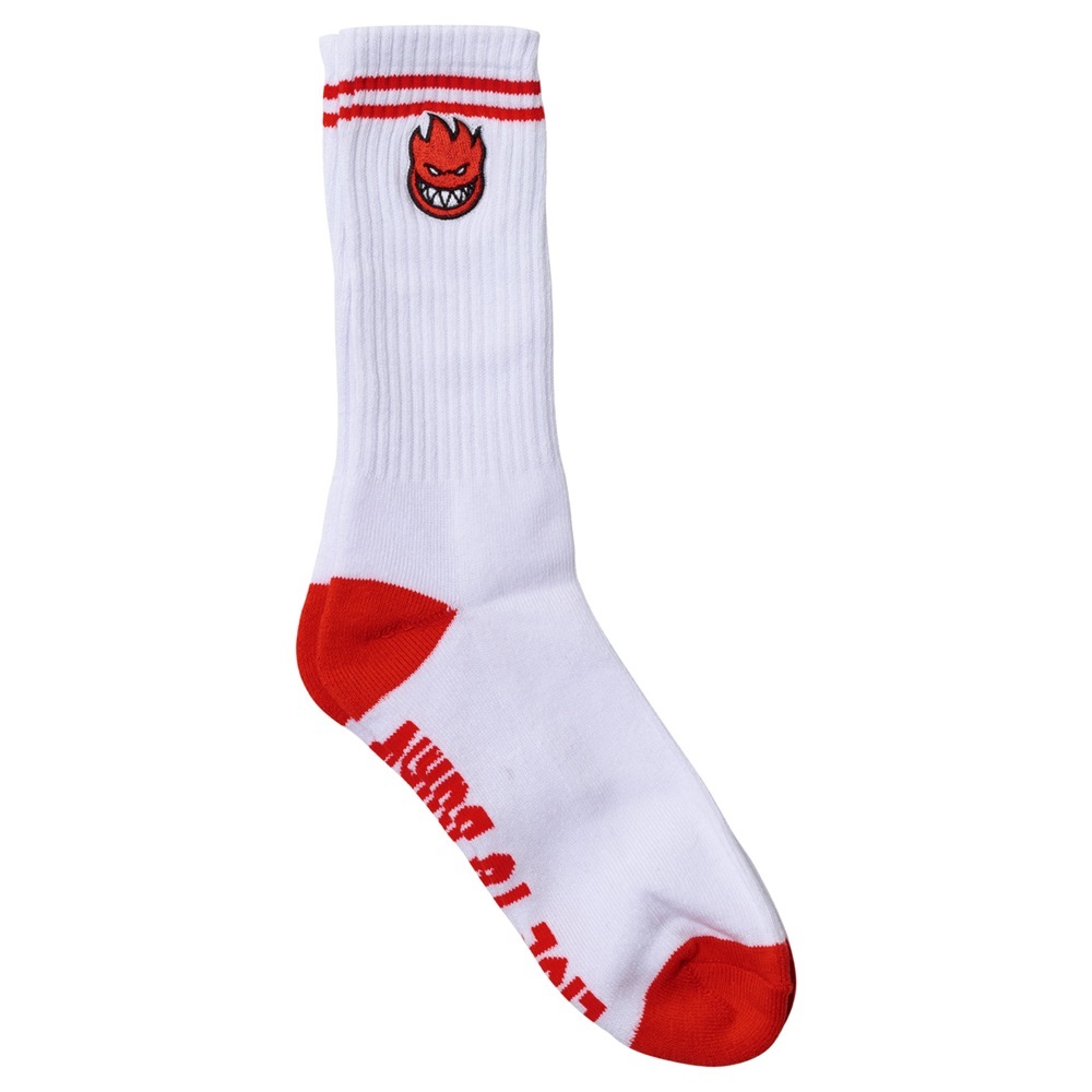 Spitfire Bighead Fill Emb White Red 1 Pair Mens Socks