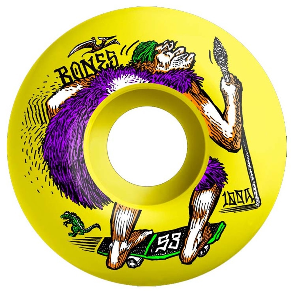 Bones OG 100's Neonderthal Yellow V4 100A 53mm Skateboard Wheels