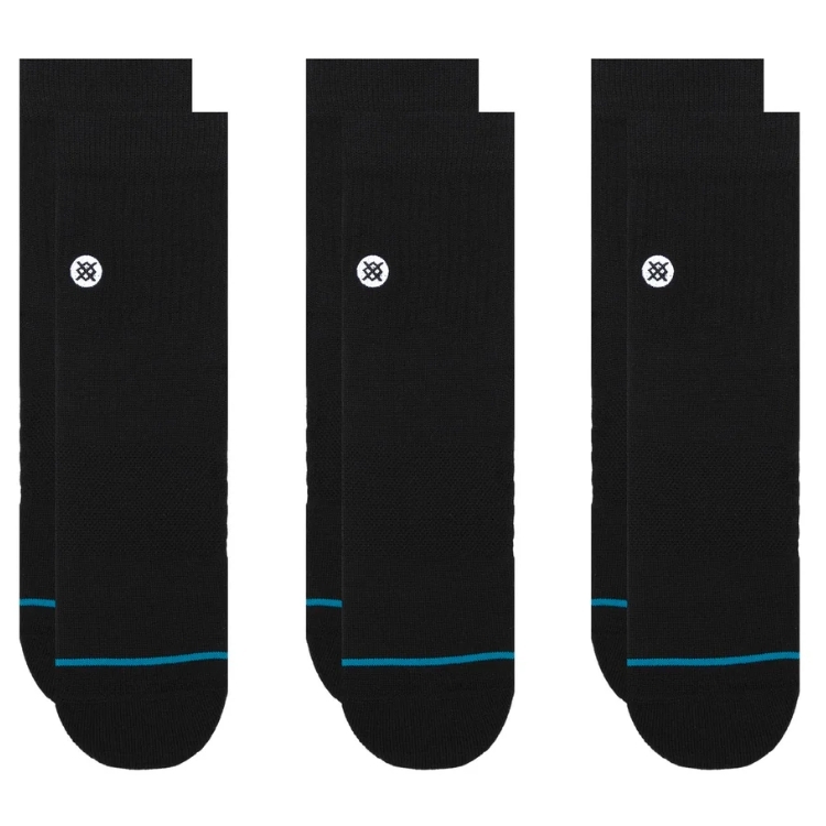 Stance Icon Quarter 3 Pack Black Large Mens Socks