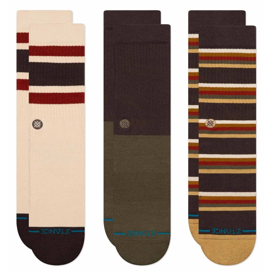 Stance Mill House 3 Pack Dark Brown Large Mens Socks