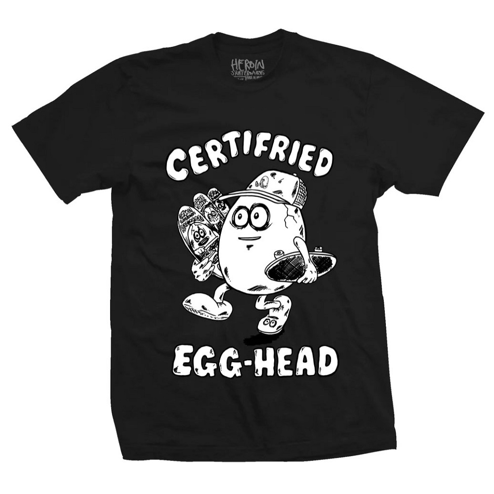 Heroin Certifried Egg Head Black T-Shirt [Size: M]