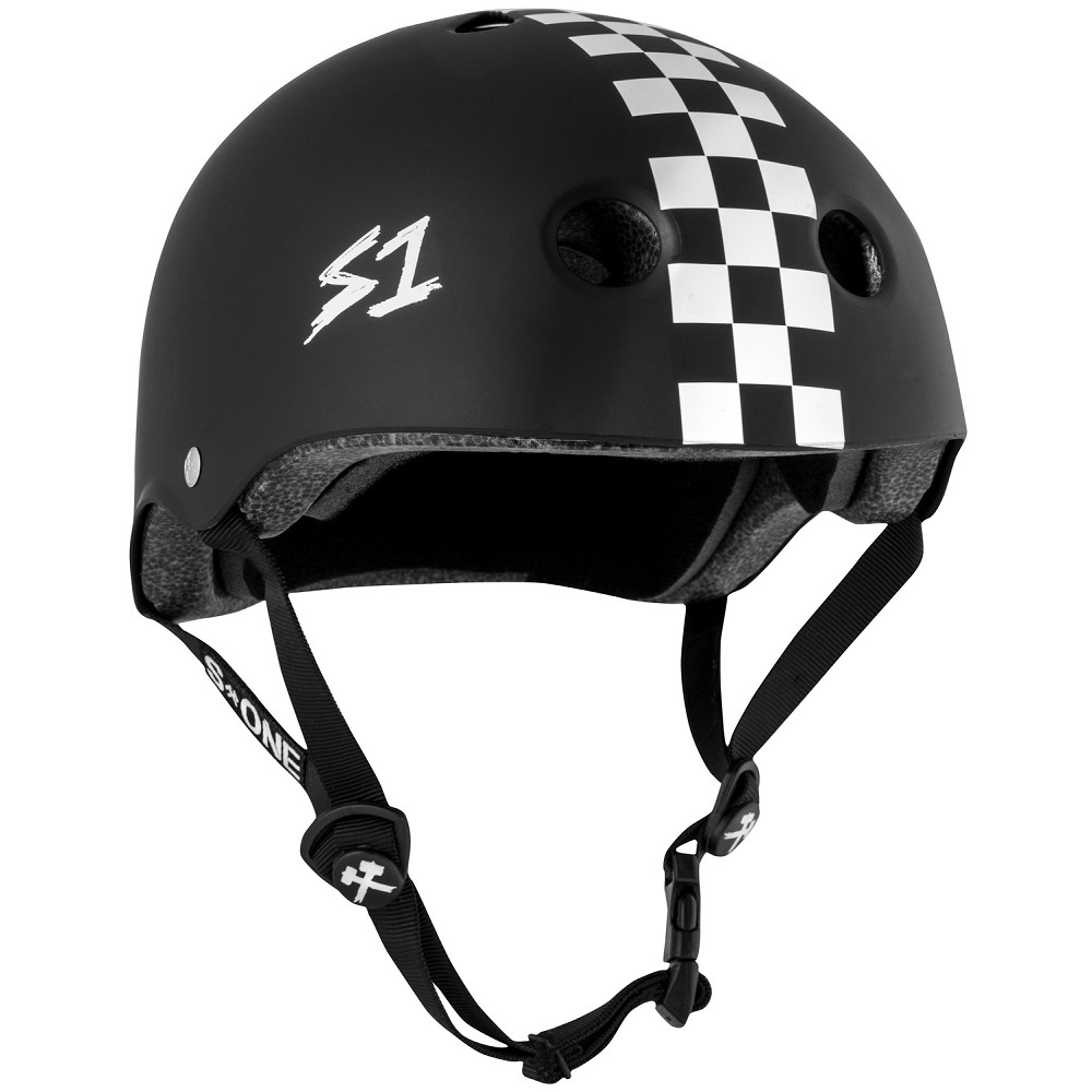 S1 S-One Lifer Certified Black Matte White Checkers Helmet [Size: S]